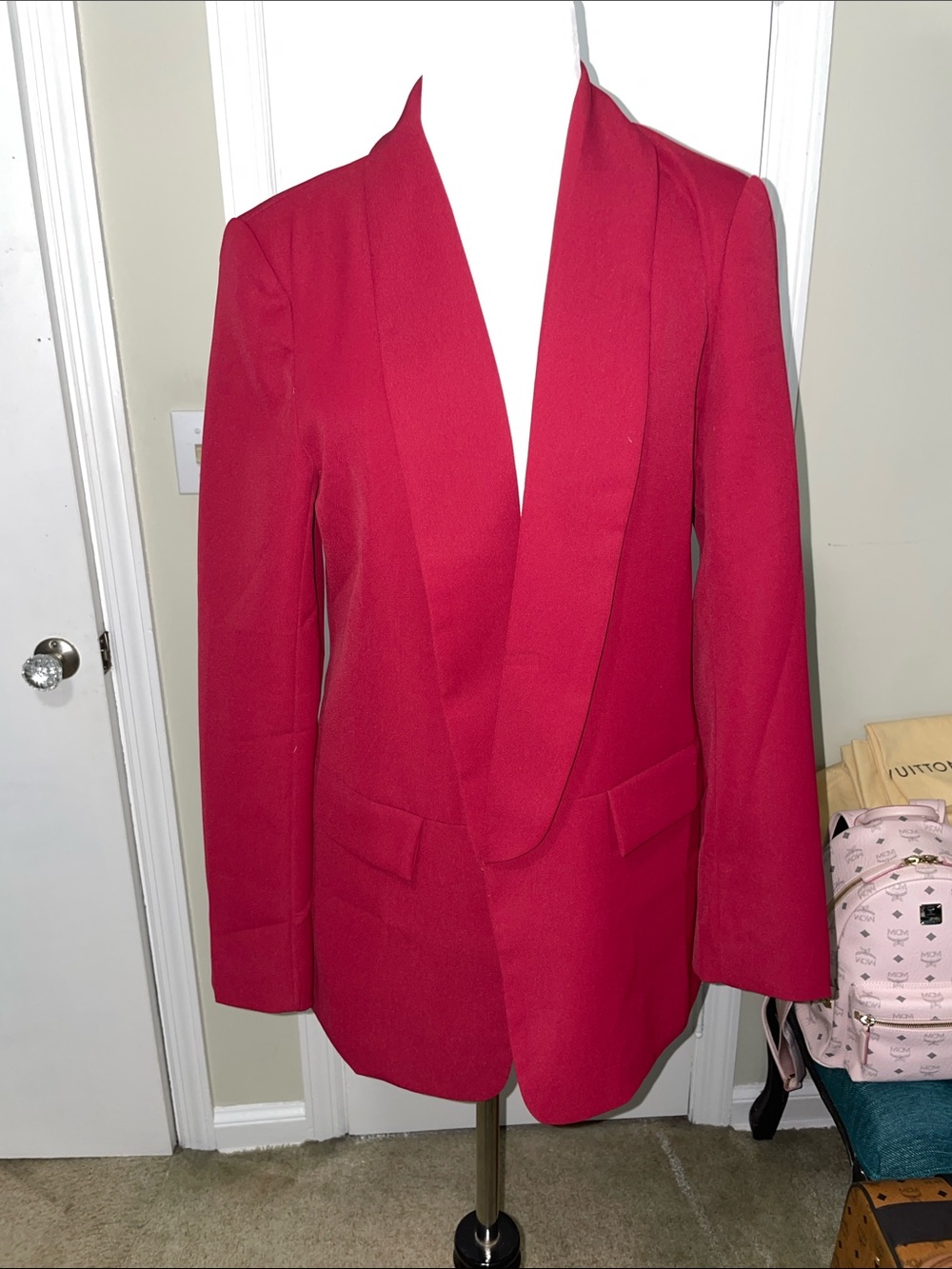 Maroon Shawl Collar Blazer